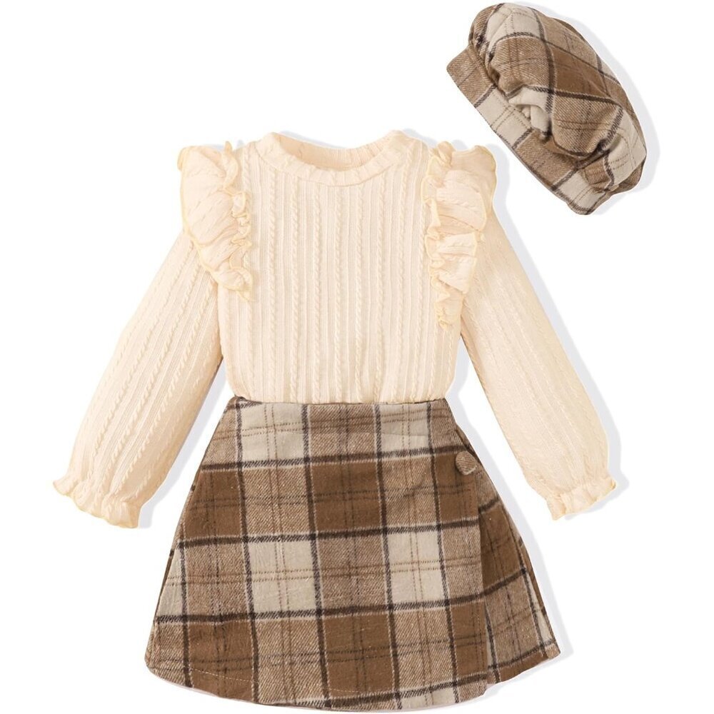 Toddler Girl Clothes Outfit Shirt Top Plaid Mini Skirt Outfits Set Little Girl D